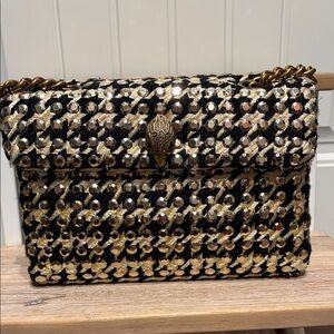 Kurt Geiger Black and Gold Sequin Shoulder Bag